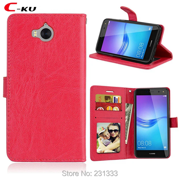 Чехол Кошелек C ku Crazy Horse кожаный чехол для Huawei Y5 2017 Y6 Y3 Honor 9 6A 6C Enjoy 6S 7 Nova 2 Plus