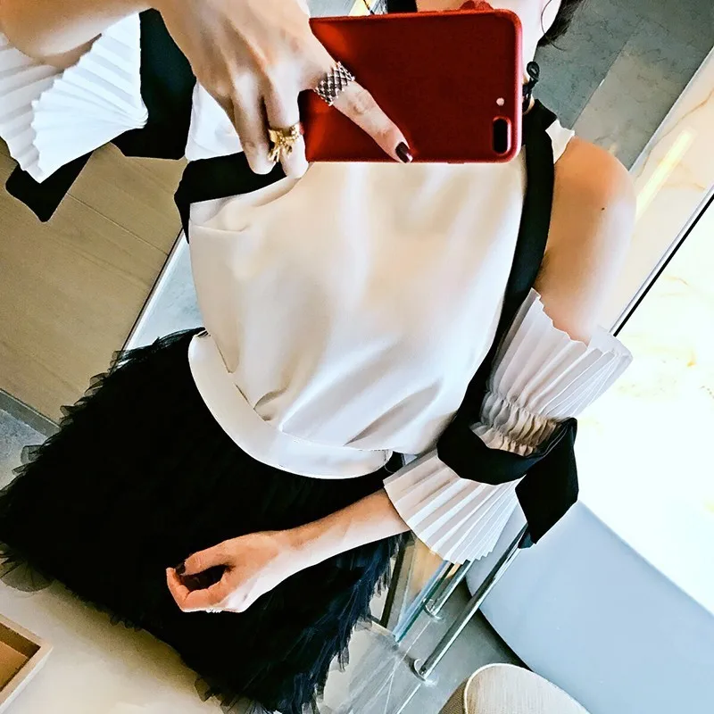 CHICEVER/Сексуальная женская рубашка с открытыми плечами блузки топ Blusa
