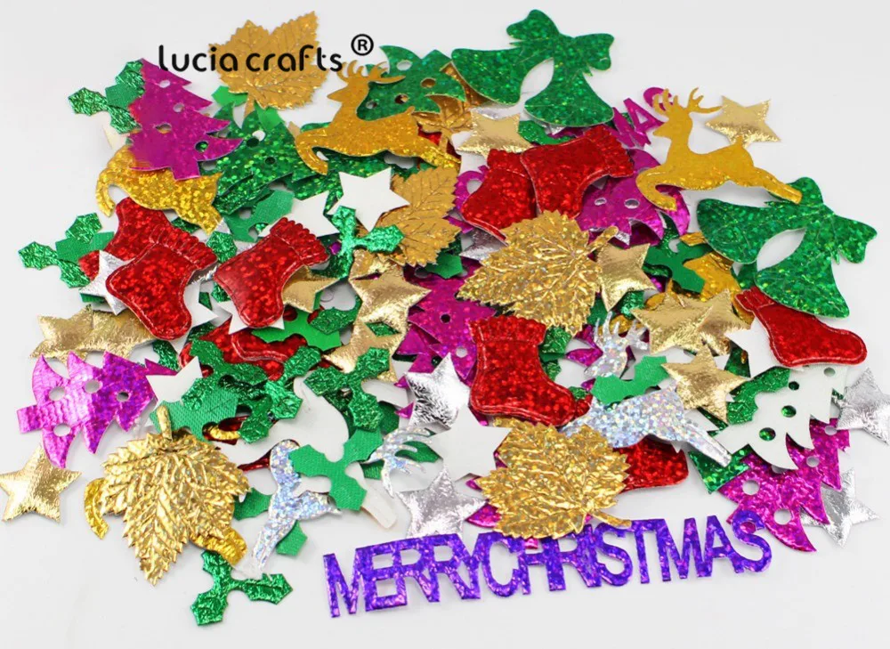Lucia crafts 10 г/лот разноцветные не самоклеющиеся Рождественские снежинки ткань вечерние конфетти Скрапбукинг наклейка H0110