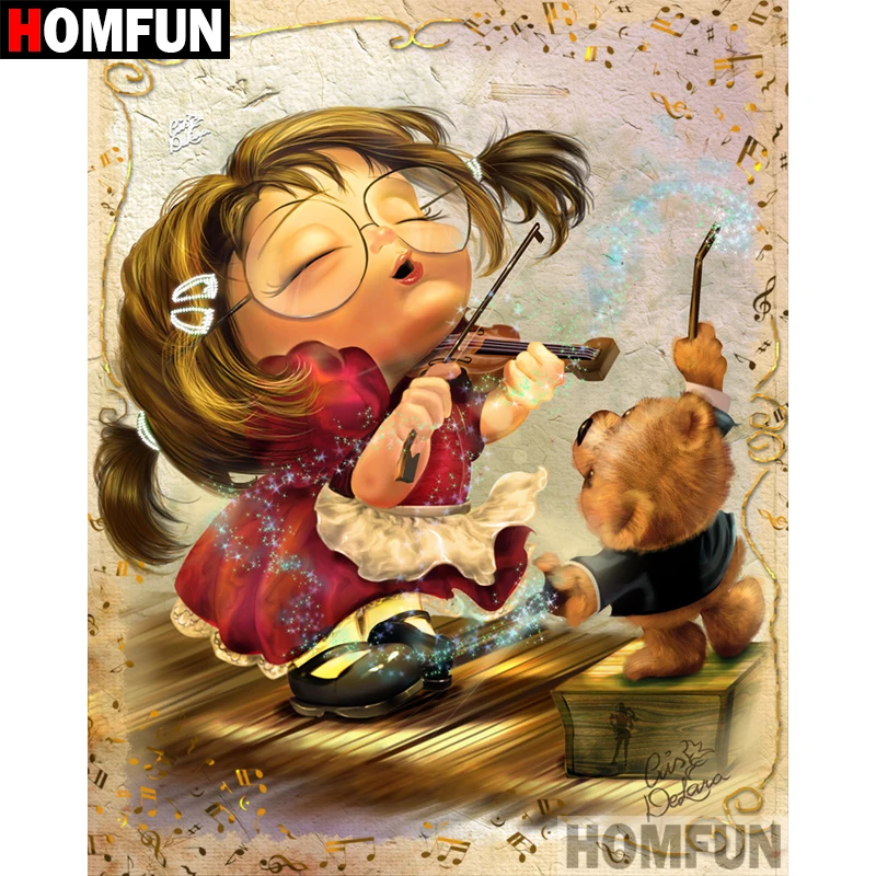 Картина из страз HOMFUN 5D &quotСкрипка&quot квадратная/круглая для рукоделия вышивка