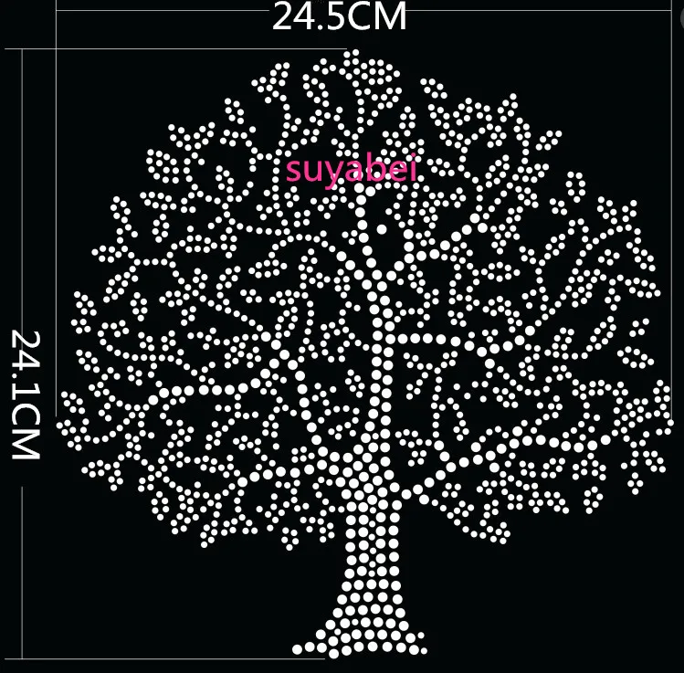 

2pc/lot Big tree sticker hot fix rhinestone motif designs iron on transfer patches iron on rhinestone appliques for shirt shoe