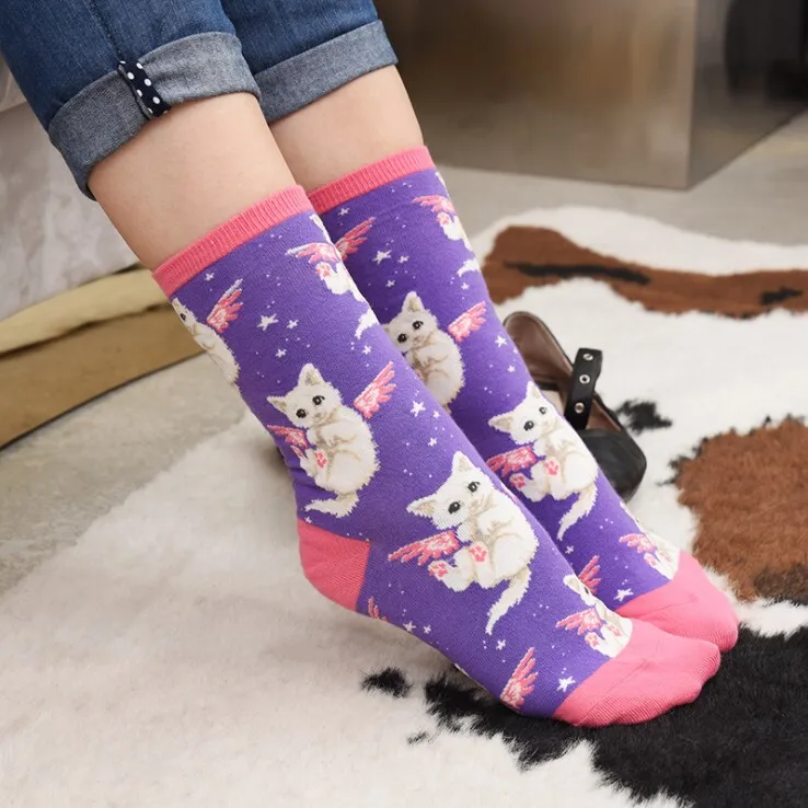 Kawaii/милые женские носки в стиле Харадзюку забавные милые Фламинго с рисунками