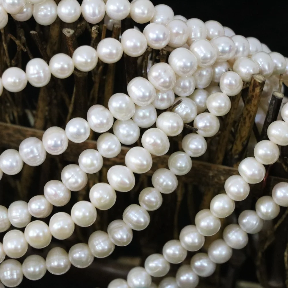 Лидер продаж элегантные круглые бусины с белым искусственным пресноводным