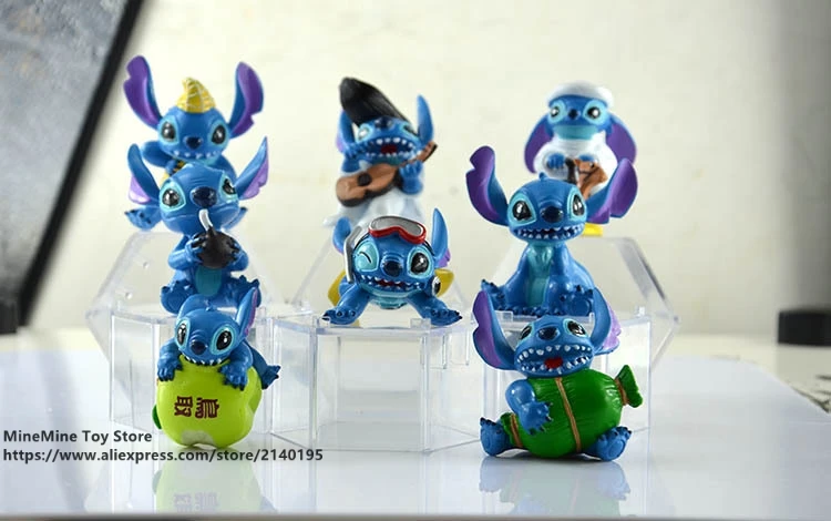 ZXZ Lilo & Stitch 8 шт./компл. 5 см фигурка осанки коллекция украшений аниме игрушка модель