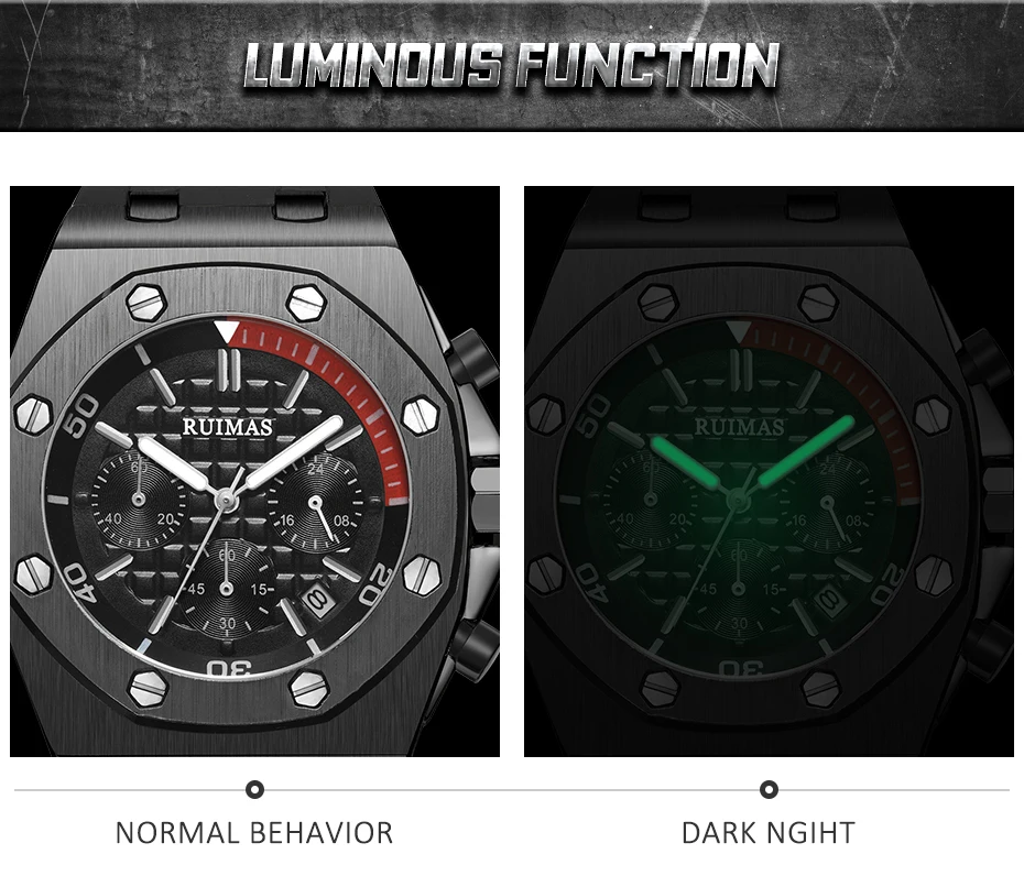 RUIMAS Chronograph Men Sport Watch Fashion Silicone Army Military Watches Relogio Masculino Quartz Wrist Watch Clock Men