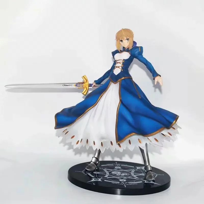 1 шт. японского аниме FGO Fate Stay Night Big Saber Altria Pendragon 41 см голубое платье Ver. 1/4 ПВХ фигурка модель игрушки подарок