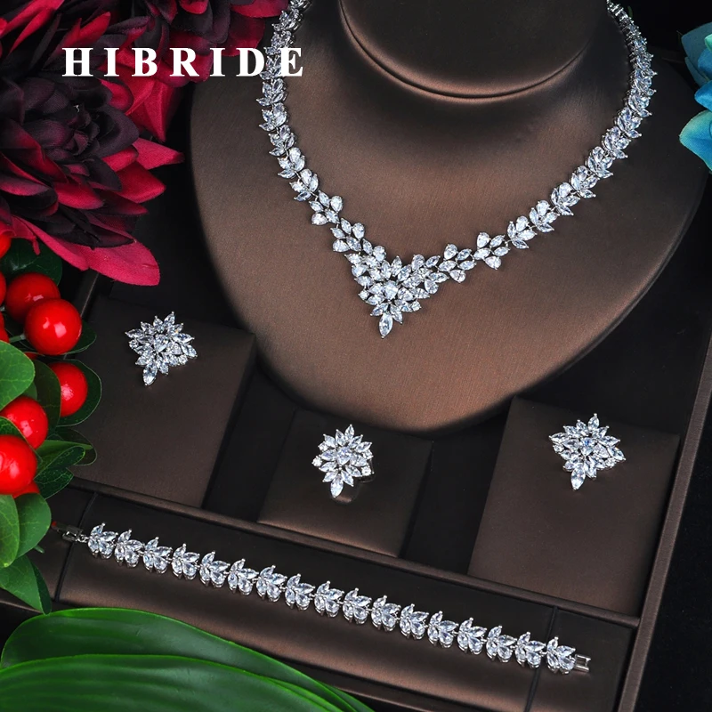 Набор свадебных ювелирных изделий HIBRIDE 4 шт. с фианитом|Ювелирные наборы| |
