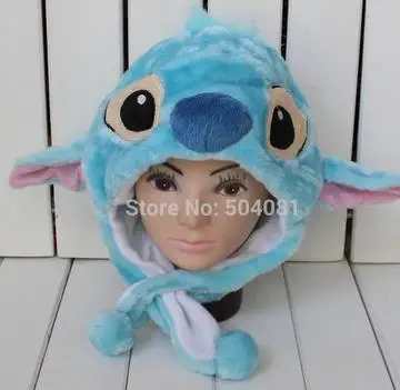 stitch Промо-акция! Новая зимняя шапка с рисунком животных из мультфильма, пушистая плюшевая шапка унисекс, лучшая новинка, подарок для мальчика, девочки, друга с ушками - Цвет: stitch