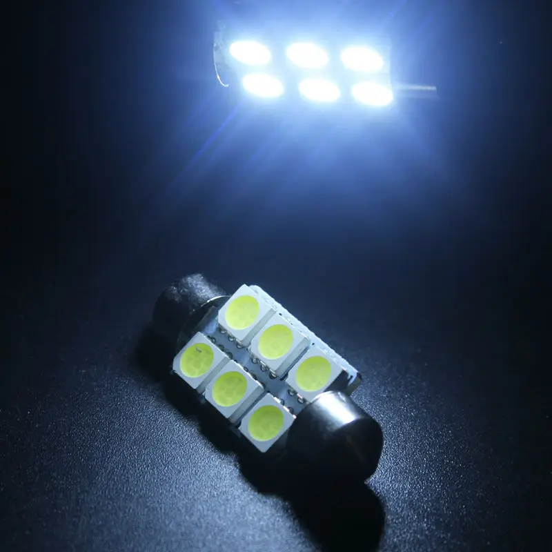 YM E-Bright 100 шт. белый 24 В DC 5050 6 SMD c5w 31 мм 36 39 41 гирлянда купол светодиодные лампочки