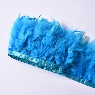 turquoise 10 метров, 10-15 см, индейка, перо, отделка, натуральное золото, желтое перо марабу, для рукоделия, лента, бахрома для юбки, свадебное украшение - Цвет: turquoise