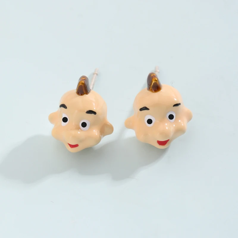 Juicy Grape Individual Creative 925 Silver Needle Mini-enamel Fairy Tales Boy Ear Nails Cute Cartoon Girl Heart Earrings | Украшения и