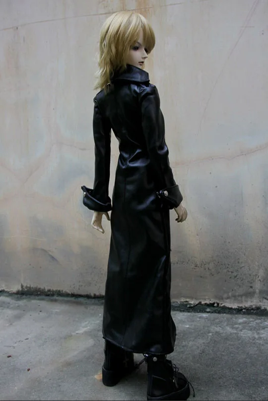 Супер длинное черное кожаное пальто для BJD 1/4 MSD 1/3 SD17 Одежда для кукол CM7