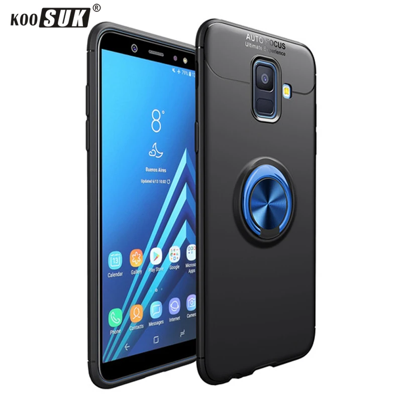 Вращающийся на 360 градусов чехол с кольцом палец для Samsung A6 2018 + задняя крышка