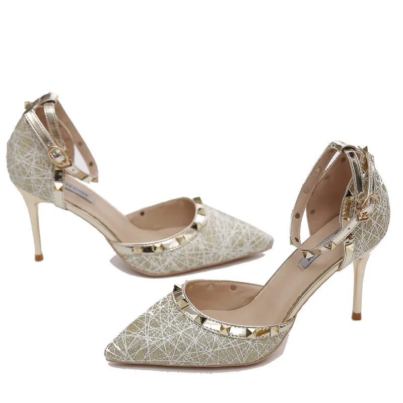 Cresfimix mujer tacones altos для женщин Соблазнительные туфли с серебряными заклепками на