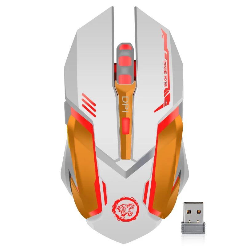 Перезаряжаемая Беспроводная игровая мышь 3200 dpi Регулируемая 7 цветов подсветка