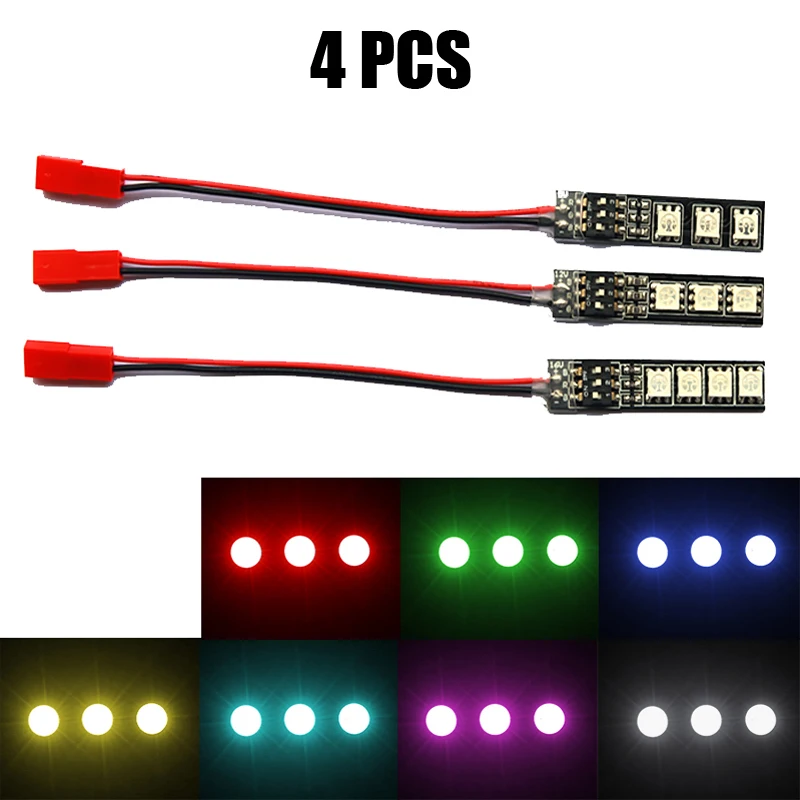 4 шт. RGB светодиодный 5 в 12 В 16 в 7-color светильник полоса RC самолет навигация для мульти-оси Запчасти FPV аксессуары
