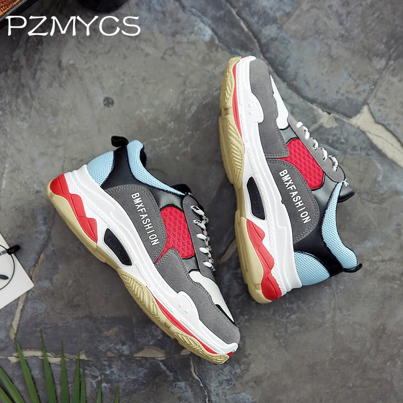 PZMYCS 2018 высокие модные кроссовки Для женщин дышащему трикотажному верху обувь на