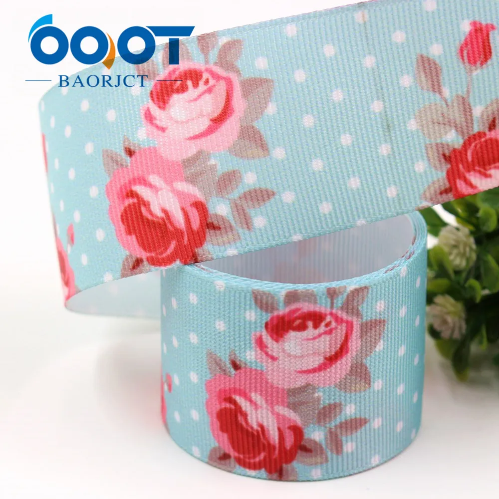 OOOT BAORJCT I-19308-548 38mm 10yards flower Thermal transfer Printed grosgrain Ribbons bow cap DIY accessories decorations | Дом и сад