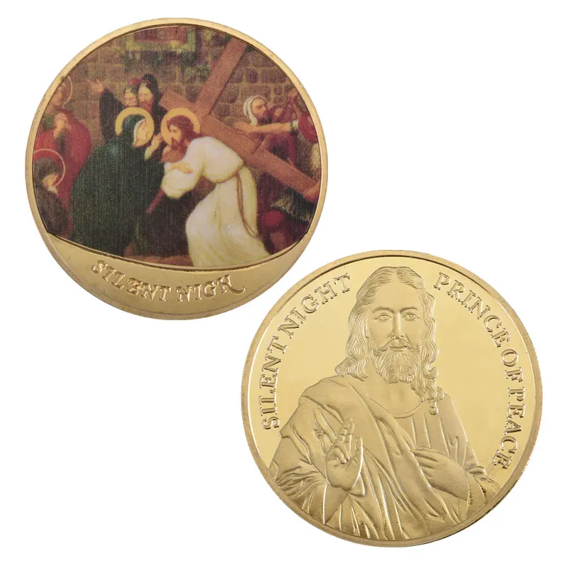 coin 1 WR Jesus Silent Night Prince of Peace позолоченные Коллекционные монеты евро для монет Россия Рождественский сувенир подарок - Цвет: coin 1