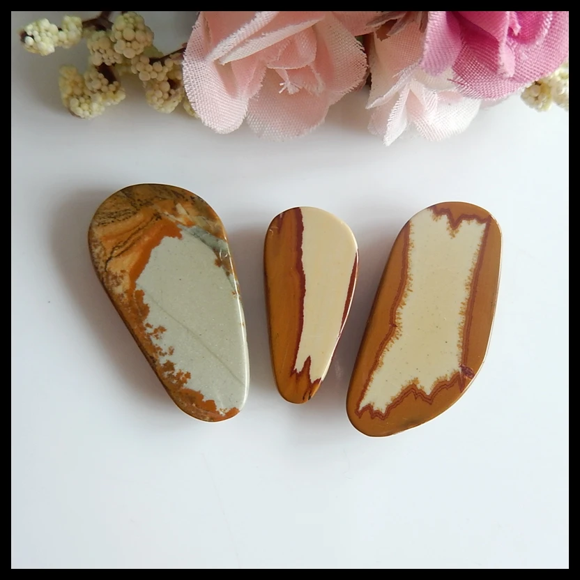 3 pcs Semi-precious stones US Picture Jasper fashion pendant Cabochons 36x19x5mm 28x14x5mm 14.7g | Украшения и аксессуары