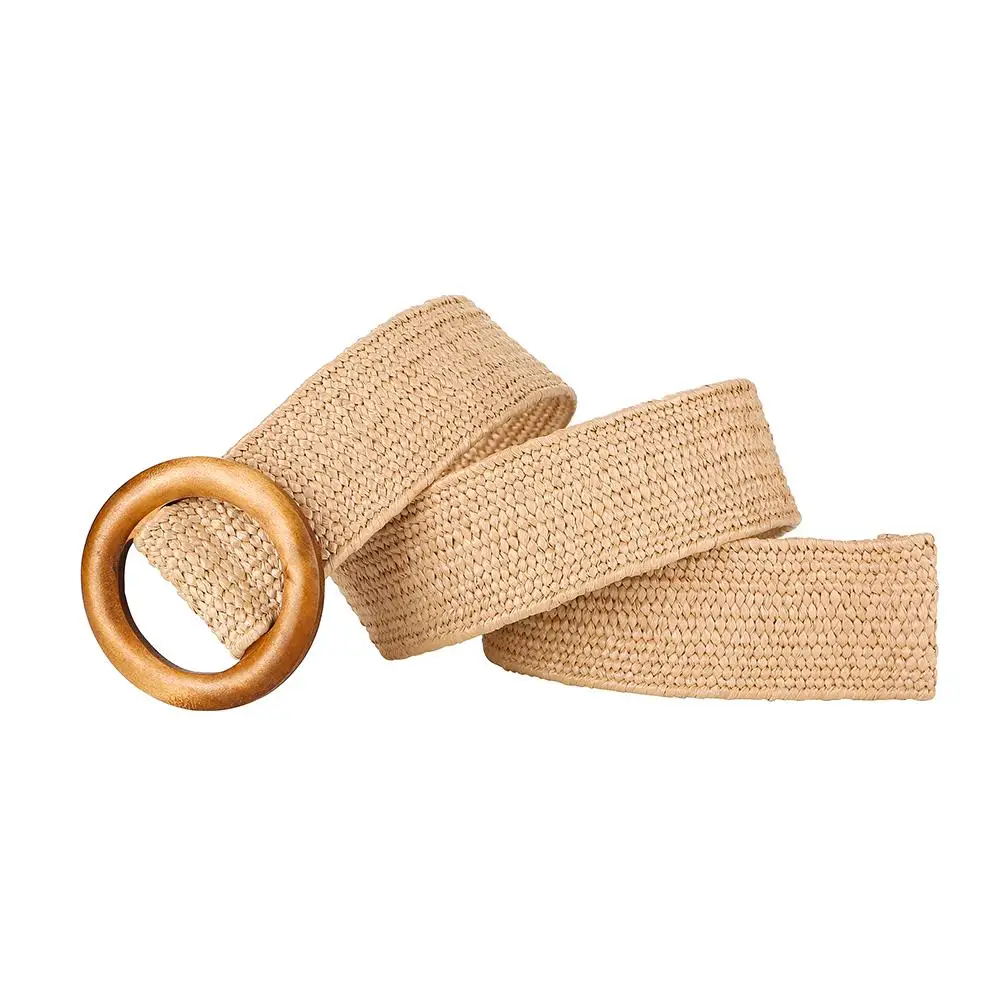 Плетеный ремень с деревянной пряжкой женское повседневное однотонное роскошное