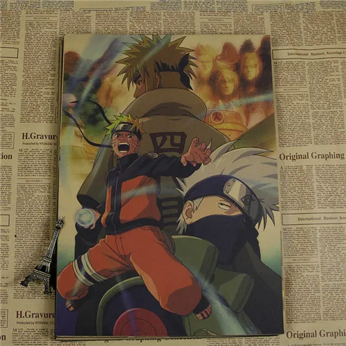 Винтаж аниме мультфильм Узумаки постер Naruto бар Детская комната Домашний декор комиксы Наруто ретро крафт-бумага живопись Наклейка на стену - Цвет: Style 5