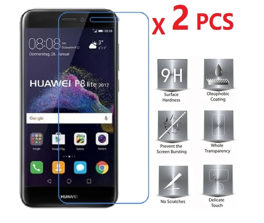

2 шт для Huawei P8 Lite 2017 протектор экрана из закаленного стекла для P8 Lite 2017 2.5D 0,26 мм 9H Защита от царапин Премиум
