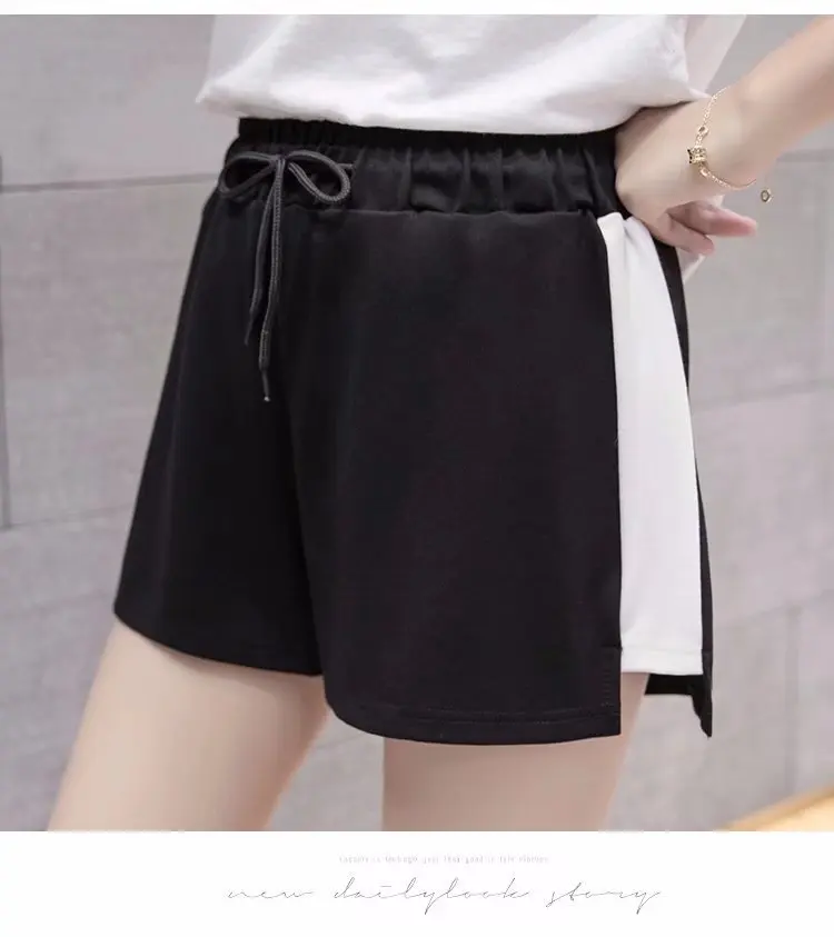 Black 2 Shorts Шорты новые летние с высокой талией, из лоскутов мягкий Для женщин Спортивные шорты для девочек Женская Повседневное спортивные тонкие короткие брюки - Цвет: Black 2 Shorts