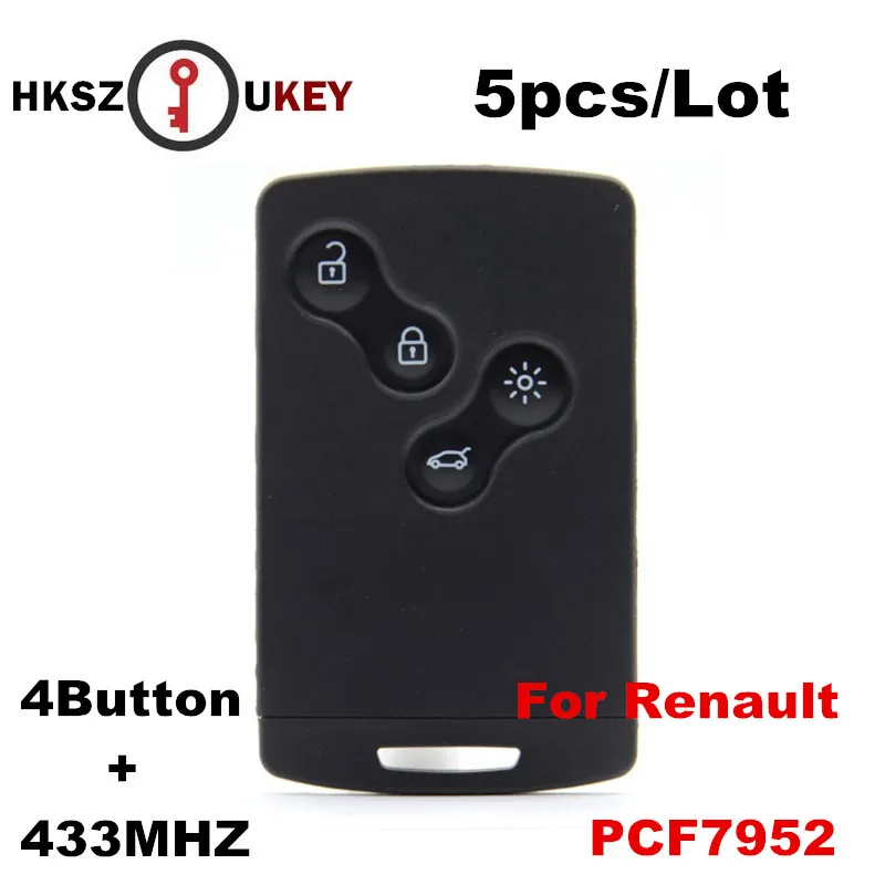 Hkszukey дистанционного брелока 4 кнопки 433 мГц PCF7952 для Renault Megane Scenic Laguna 5 шт./лот Smart Key