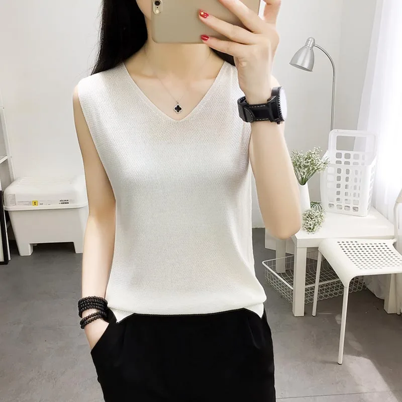 Черно-белый вязаный жилет с 2018 Весна и лето новый свободный маленький слинг