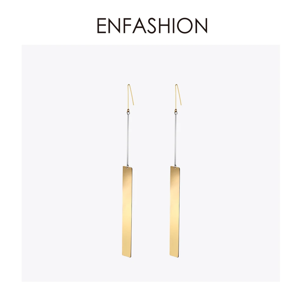 Enfashion,, винтажные длинные серьги-подвески, матовые серьги золотистого цвета, серьги из нержавеющей стали для женщин, ювелирные изделия