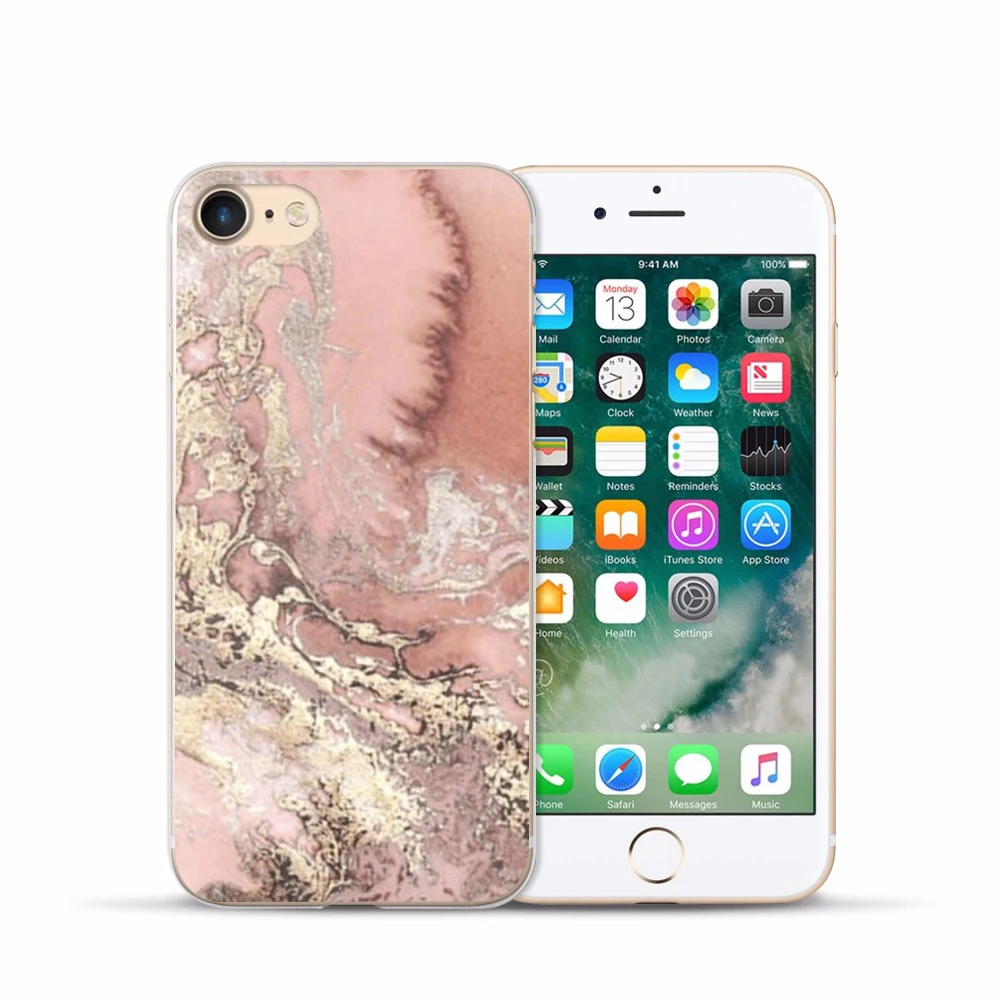Чехол для iphone 6 6S 5s 7 8 Plus x тонкий мягкий силиконовый чехол с текстурой под гранит