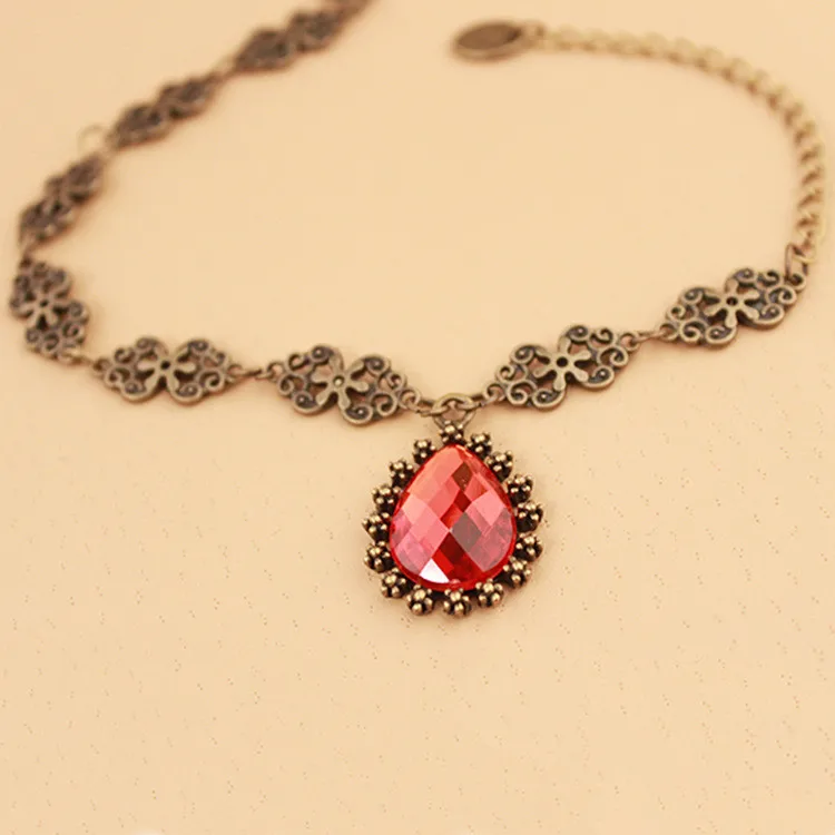 2017 Горячие продажа Готический стиль ретро красный капли воды кристалл ножные