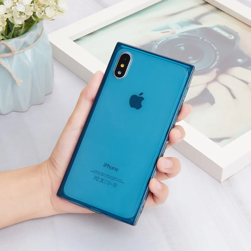 Модный Квадратный Дизайн Ударопрочный Мягкий чехол из ТПУ для iPhone X XS Max XR 5 5S SE 6 Plus