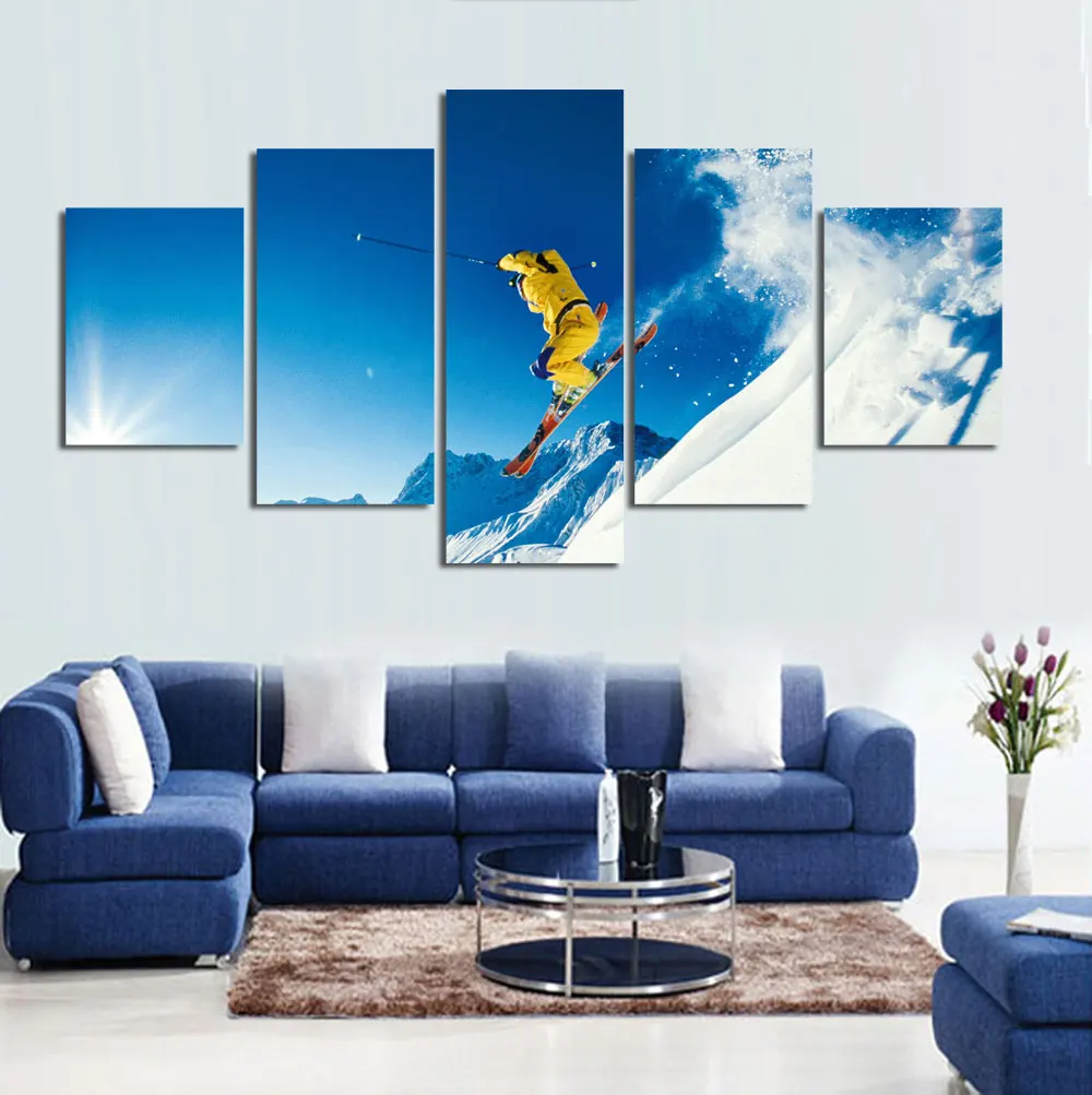 5 шт. Печать на холсте для серфинга море лыжи Ду фрирайд живопись настенное
