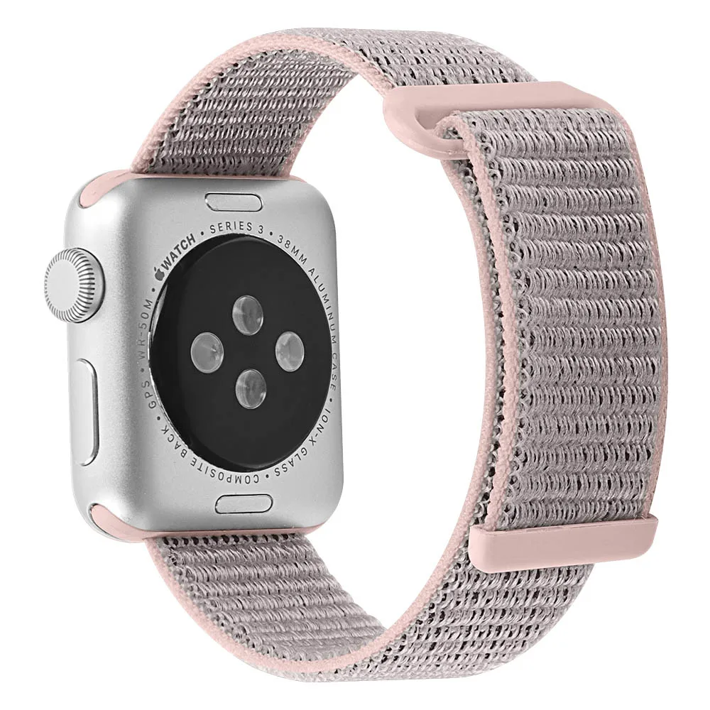 Нейлоновый ремешок для часов для Apple watch 42 мм, 4, версия 1, 2, 3, ремешок Ремешки наручных часов iwatch, 4 3 38 мм 44 мм 40 мм ремешок нейлон спортивная петля ремешок - Цвет ремешка: pink