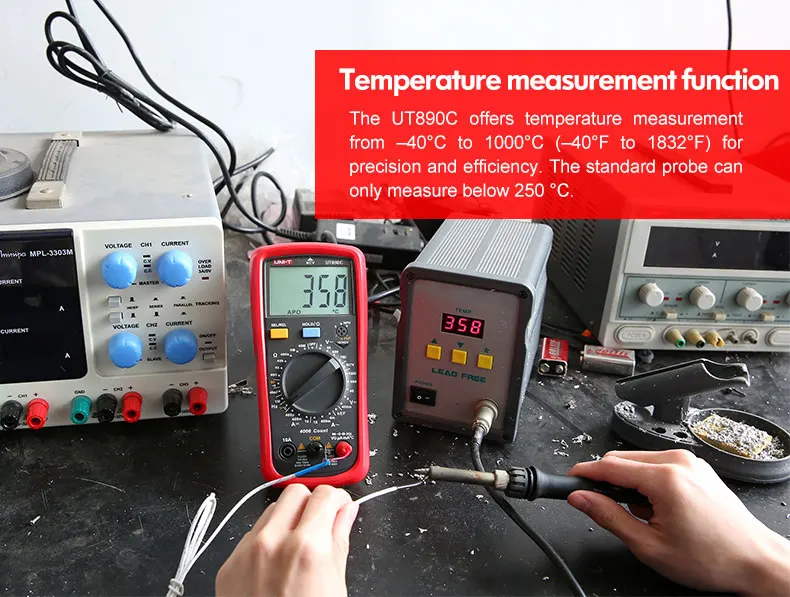 UNI T Цифровой мультиметр UT890C UT890D+ 6000 отсчетов ручная Частота Температура Напряжение Амперметр AC DC DMM конденсатор тестер NCV