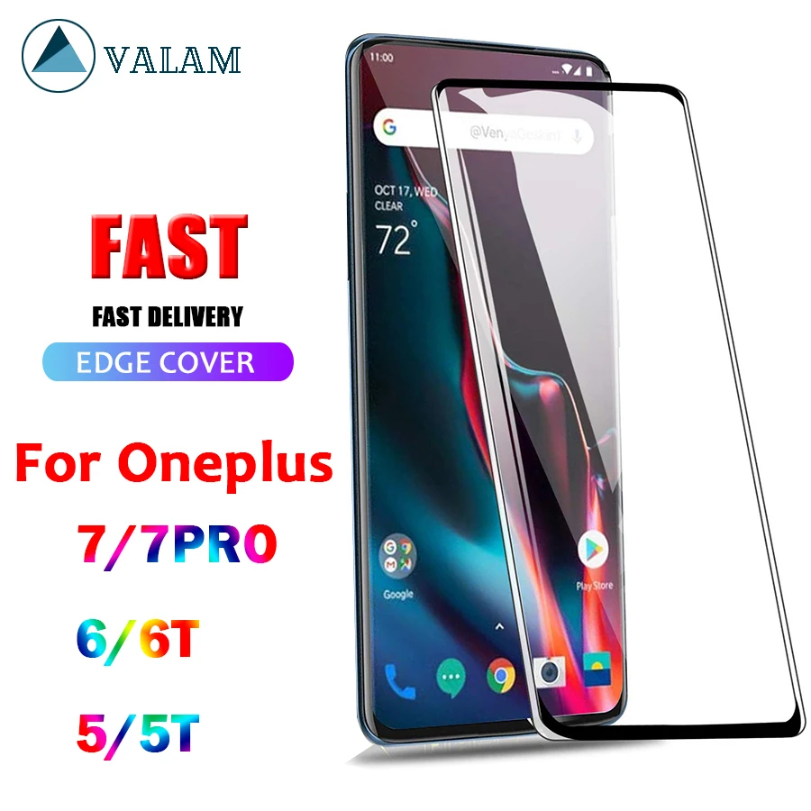 

VALAM Tempered Glass For Oneplus 7 Pro 7T 6 6T 5T 5 Screen Protector Full Cover Glass Protective Glass For Onplus 7 Pro 7T Glass