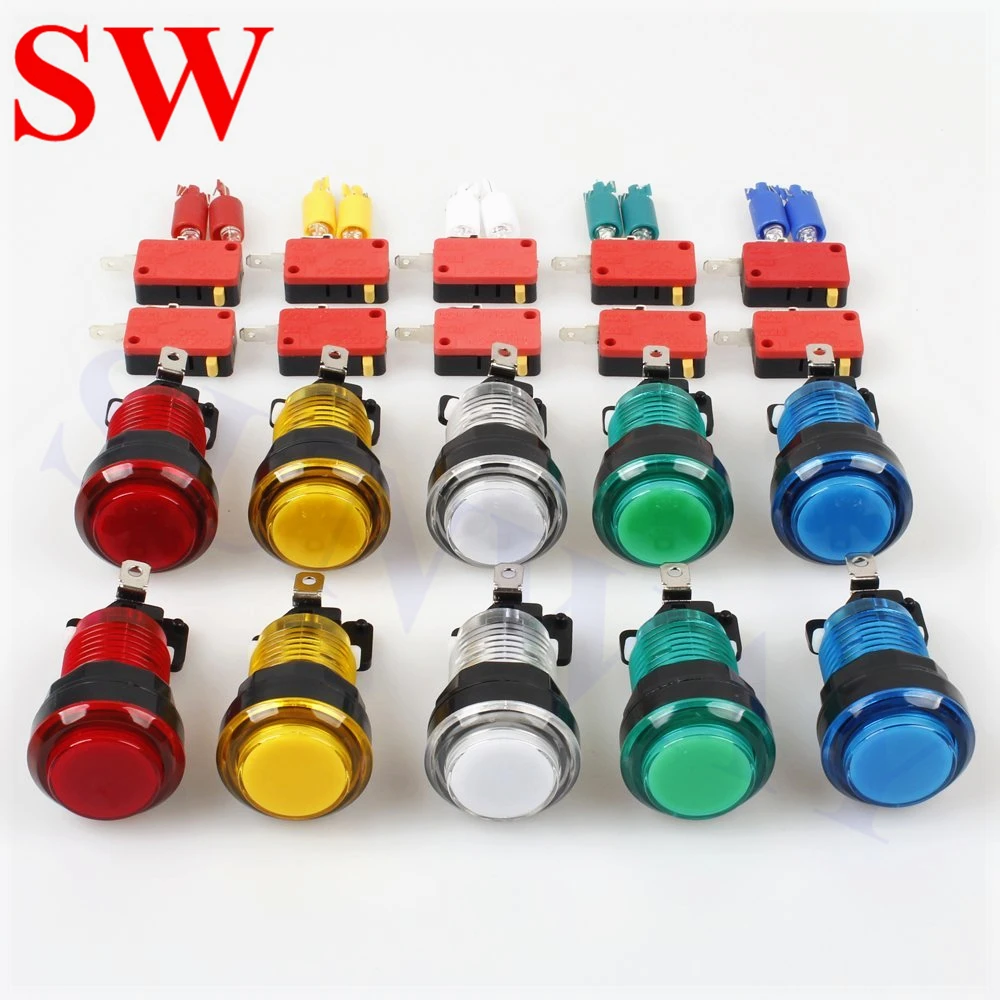 20ps круглая цветная светодиодная Кнопка с подсветкой 32 мм аркадная видео игра
