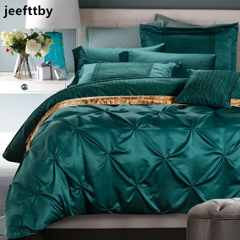 Высокое качество роскошный Одноцветный хлопковый атласный набор постельного