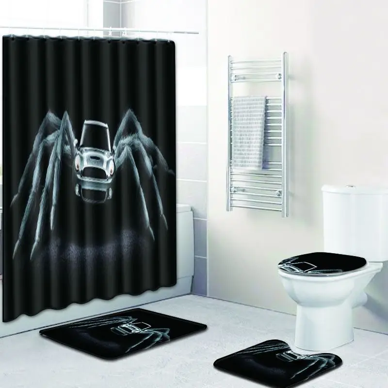 Free Shipping 4pcs Black Leaf Banyo Paspas Bathroom Carpet Toilet U Type Bath Mat Set Non Slip Tapis Salle De Bain Alfombra Bano