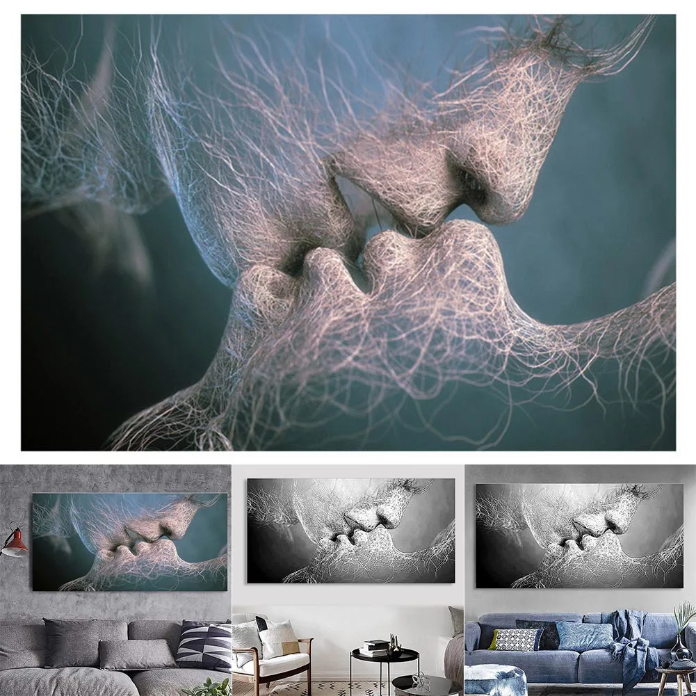 Настенный декор черная любовь поцелуй абстрактная живопись холст настенное