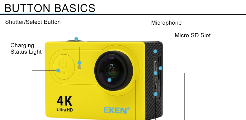 Оригинальная Экшн-камера eken H9 H9R 4 K/30FPS 1080 p/60fps 20MP Ultra HD Mini Helmet Cam WiFi водонепроницаемая Спортивная камера