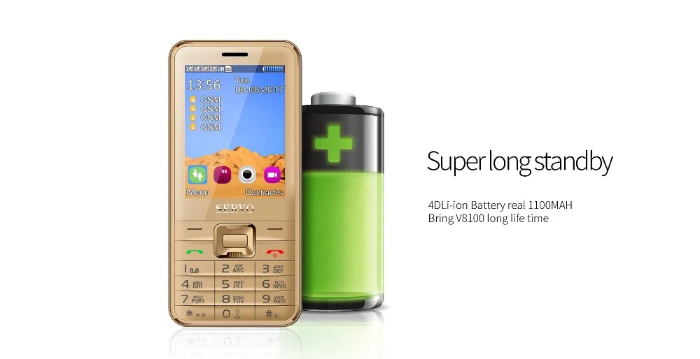 Quad Sim мобильный телефон SERVO V8100 2 8 дюймов Bluetooth фонарик band GSM 4 sim карты резервный с