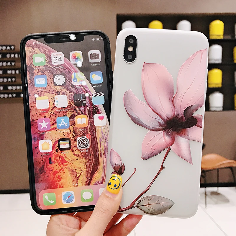 Новый Модный милый чехол с цветами для iphone 6 6s 7 8 Plus X XR XS MAX задняя крышка Ip 6plus 7plus