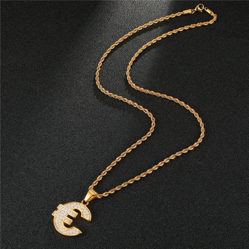 Хип хоп нержавеющая сталь евро Bling Iced Out Стразы яркие ожерелья и подвески золотого цвета для мужчин ювелирные изделия Прямая поставка