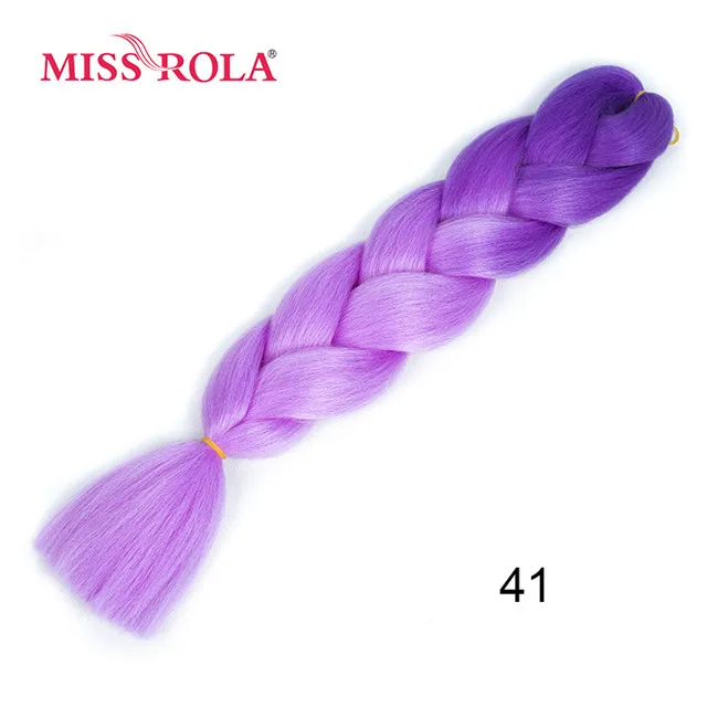 # Фиолетовый Miss Rola, Омбре, синтетические волосы, Джамбо, плетение, 24 дюйма, высокотемпературное волокно, вязанное крючком, огромные косички, 100 г, Радужный Омбре, цвет - Цвет: # Фиолетовый