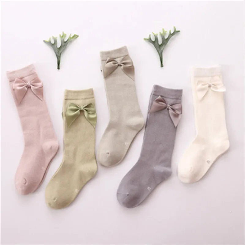 

Baby Girls Socks Knee High with Bows Baby Princess Socks for Girl Sweet Cute Baby Socks Long Tube Kids Leg Warmer Colored 1-8Y