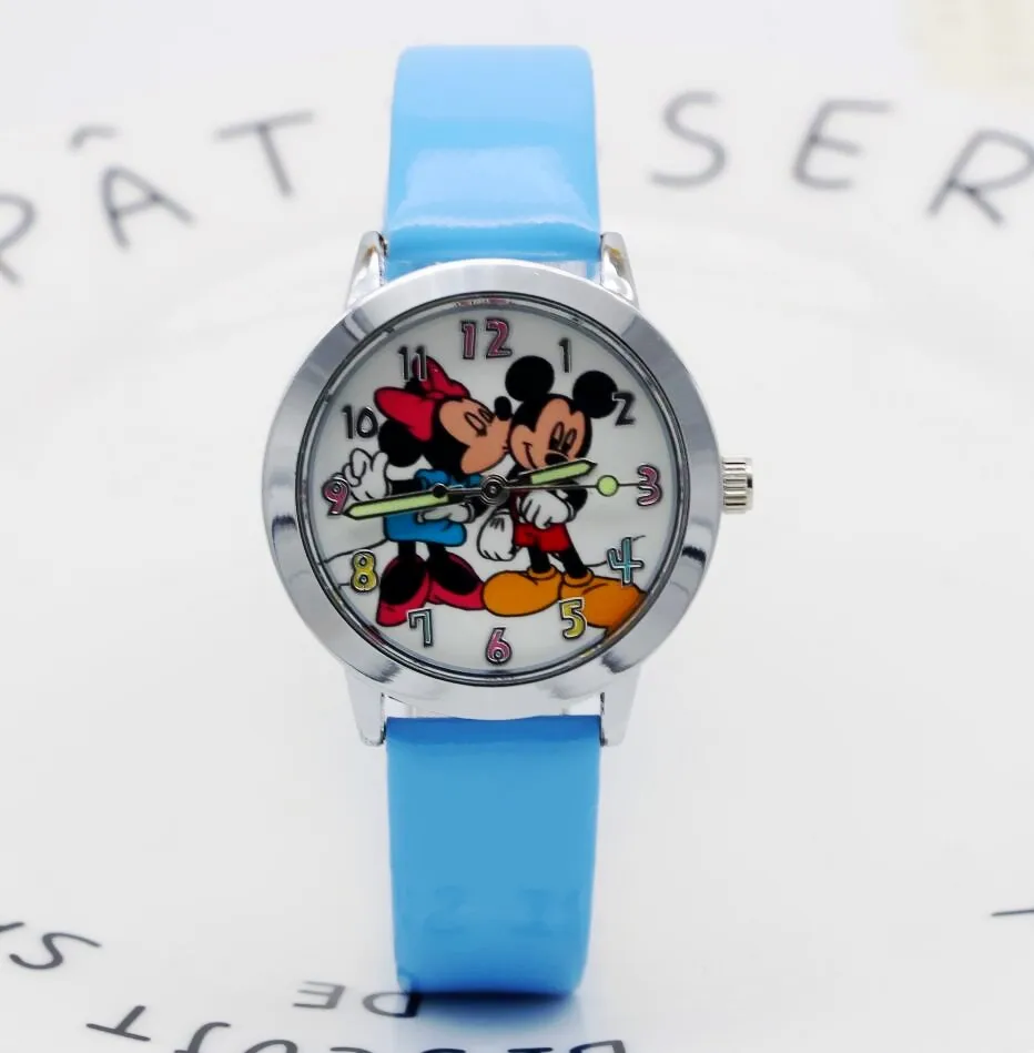 Детские часы с героями мультфильмов кожаные цифровые для мальчиков и девочек
