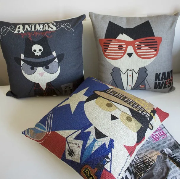 Современная Милая подушка для кошки хлопковая квадратная с рисунком офиса дома